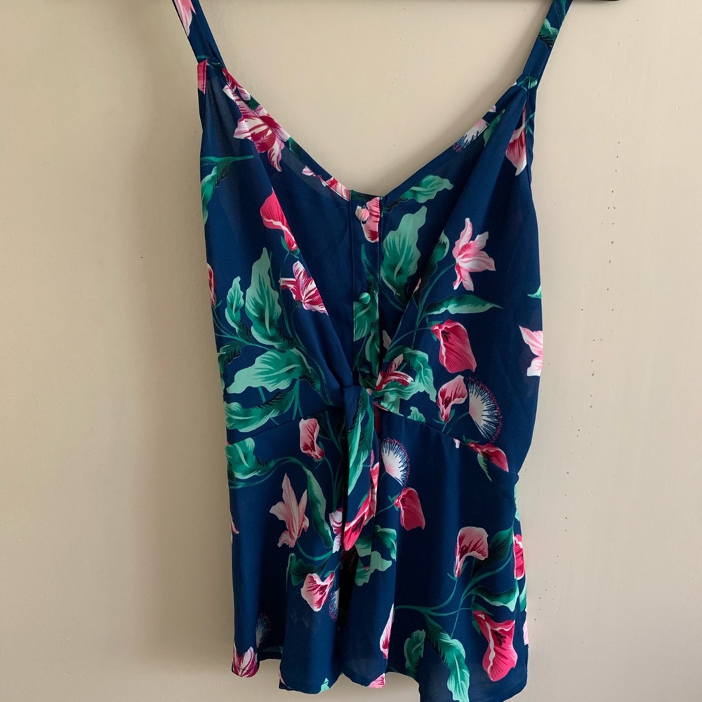 Tropical floral tank top sienna sky